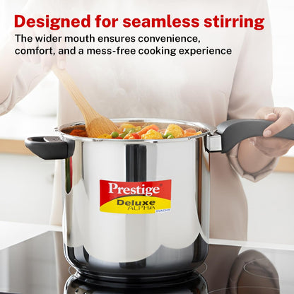 Prestige Deluxe Alpha Stainless Steel Pressure Cooker | 10 Litre | 10 Years Warranty | Large |