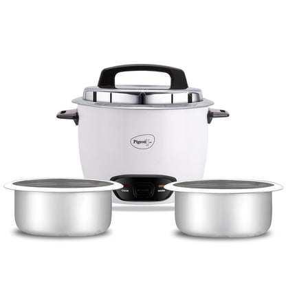 Pigeon Joy Rice cooker | 1 Litre | Aluminium Cooking Pot | Measuring Cup | Spatula | White |