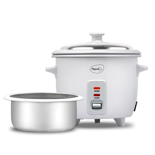 Pigeon Inox Rice Cooker | 1 Litre | Stainless Steel Lid | Aluminium Cooking Pot | Measuring Cup & Spatula |