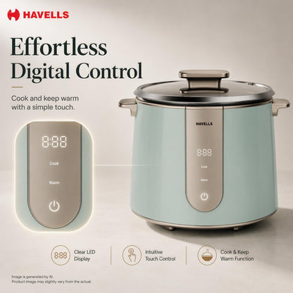 Havells Craft Rice Cooker | 1.8 L Capacity | 6 hour Keep Warm Mode |