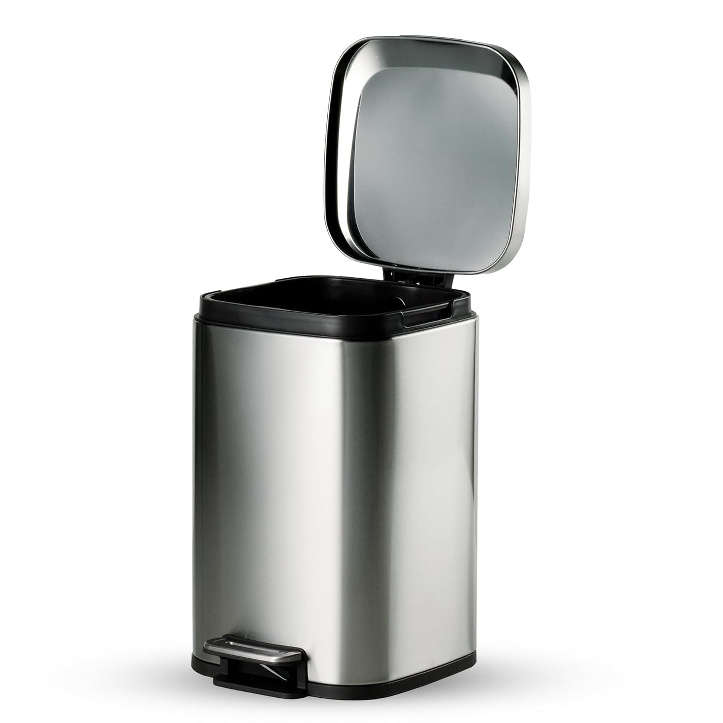 Tramontina Stainless Steel Step Dustbin | Soft-Close Lid | Fingerprint-Resistant Finish | Hands-Free Pedal Bin |