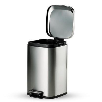 Tramontina Stainless Steel Step Dustbin | Soft-Close Lid | Fingerprint-Resistant Finish | Hands-Free Pedal Bin |