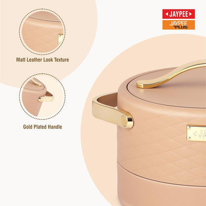 Jaypee Luxura Inner Stainless Steel Casserole | 1500ml | Brown | Unique Design |