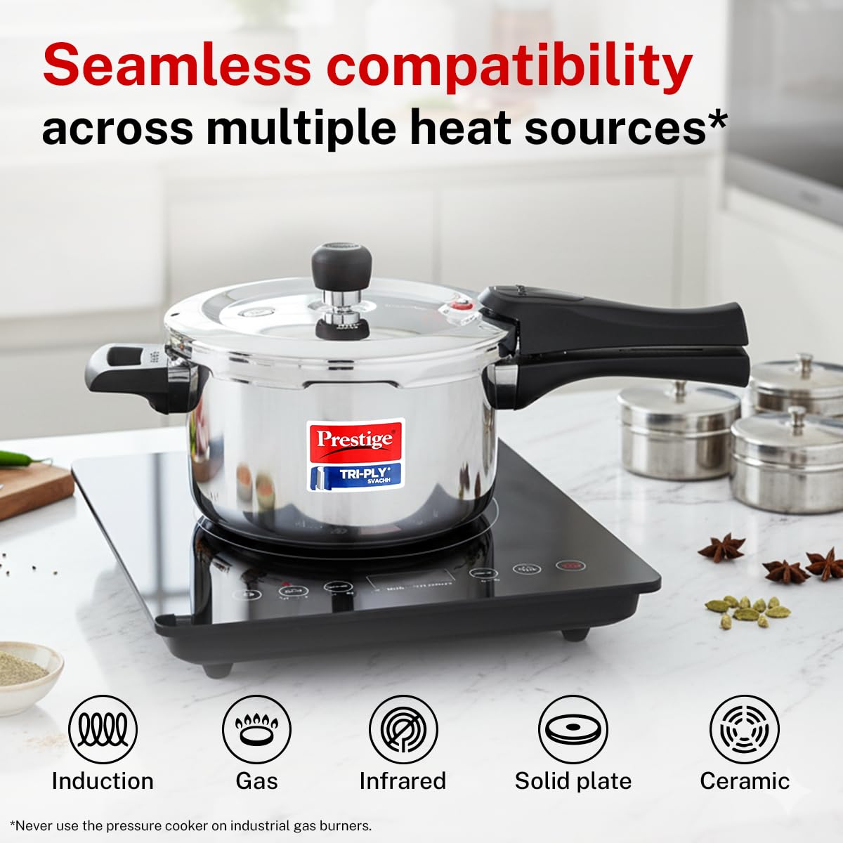 Prestige Triply Svach Pressure Cooker | 3 Litre | ISI Certified | 5 Years Warranty |