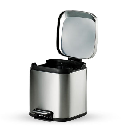 Tramontina Stainless Steel Step Dustbin | Soft-Close Lid | Fingerprint-Resistant Finish | Hands-Free Pedal Bin |