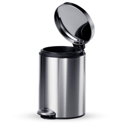 Tramontina Stainless Steel Round Step Dustbin | Fingerprint Resistant Finish | Removable Inner Bucket | Office & Hospitality |