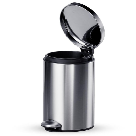 Tramontina Stainless Steel Round Step Dustbin | Fingerprint Resistant Finish | Removable Inner Bucket | Office & Hospitality |