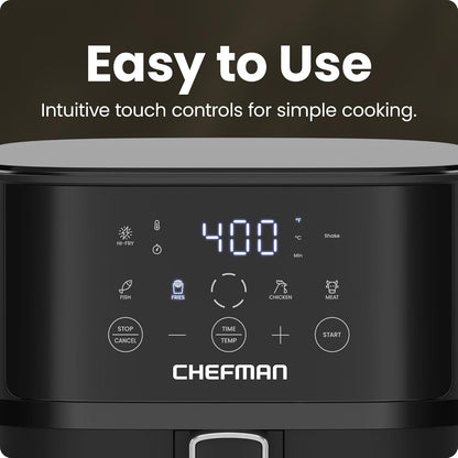 Chefman 6 QT Compact Airfryer | Hi-Fry Technology | Touchscreen Controls | Black |