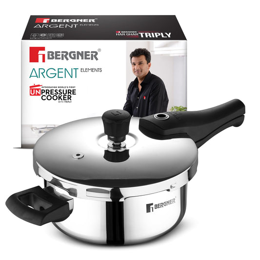Bergner Argent Elements Triply Stainless Steel | 3.5 L | Outer Lid Pressure Pan |
