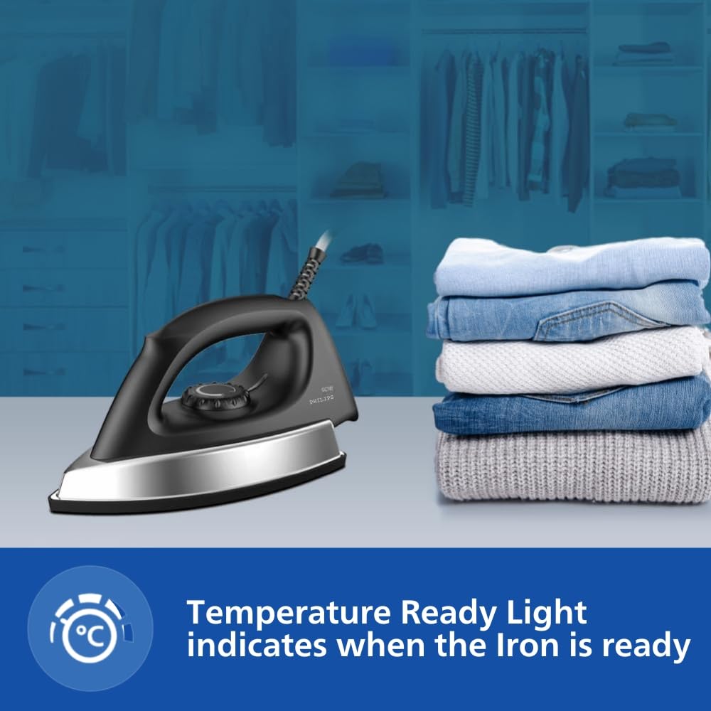 Philips GC181 Heavy Weight Dry Iron | Black | 1000-Watt |
