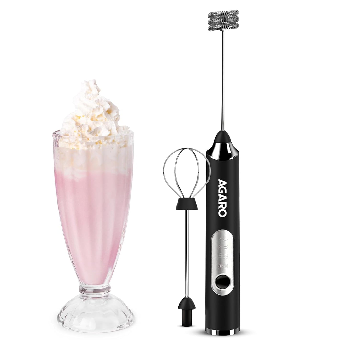 Agaro Royal Stainless Steel Milk Frother | 3 Speed | Rechargeable |