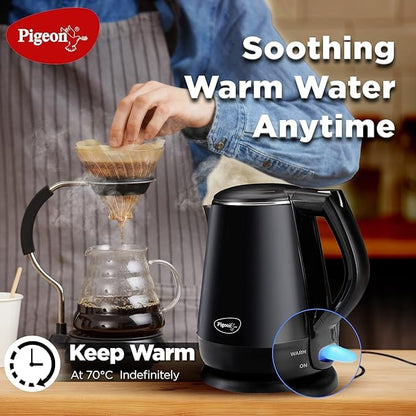 Pigeon Spark Double Wall Kettle | Stainless Steel Interior | 1.2 Litre | 1500 Watts | Black |