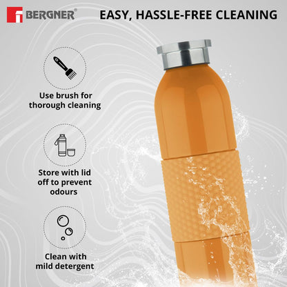 Bergner Walking Mid Grip Thermosteel Hot and Cold Flask | 600 ml | Orange |