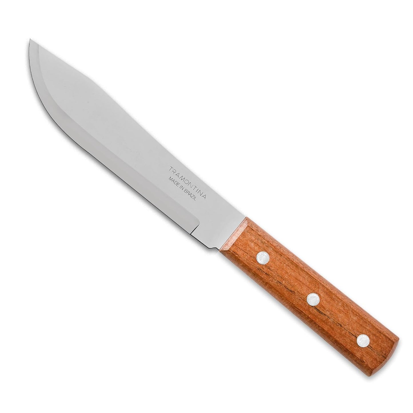 Tramontina Dynamic Butcher Knife | Heat-Treated Stainless Steel Blade | Natural Wood | 17 cm |