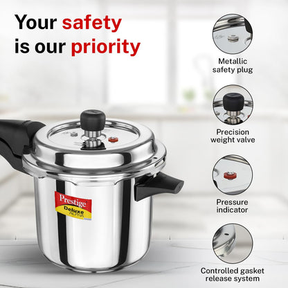 Prestige Deluxe Alpha Stainless Steel Pressure Cooker | 3.5 Litre | Outer Lid |