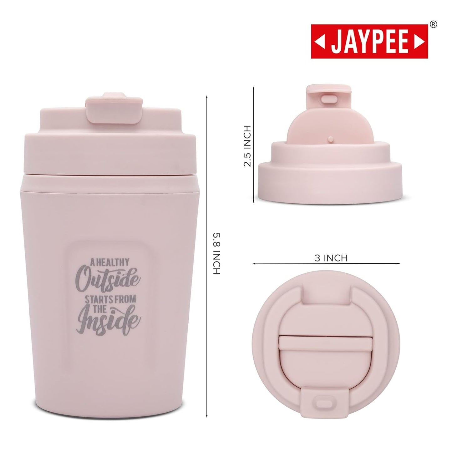 Jaypee Snap Sip Steel Insulated Coffee Mug | 350 ml | Spill Proof | Suitable for Any Beverage |