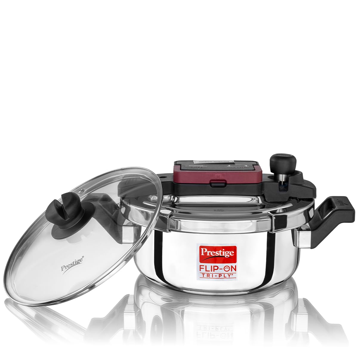 Prestige Flip Triply Pressure Cooker | Glass Lid | Deep Lid | 3 Litre |