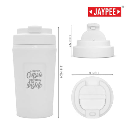 JAYPEE ZIPSIP Pu Insulated Hot & Cold Stainless Steel Coffee Mug | 500ml | White |