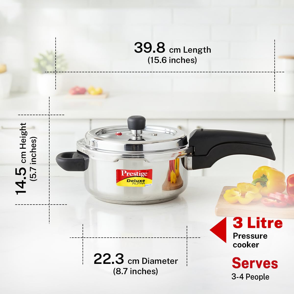 Prestige Deluxe Stainless Steel Alpha Pressure Cooker | 3 Litre | 10 Year Warranty |
