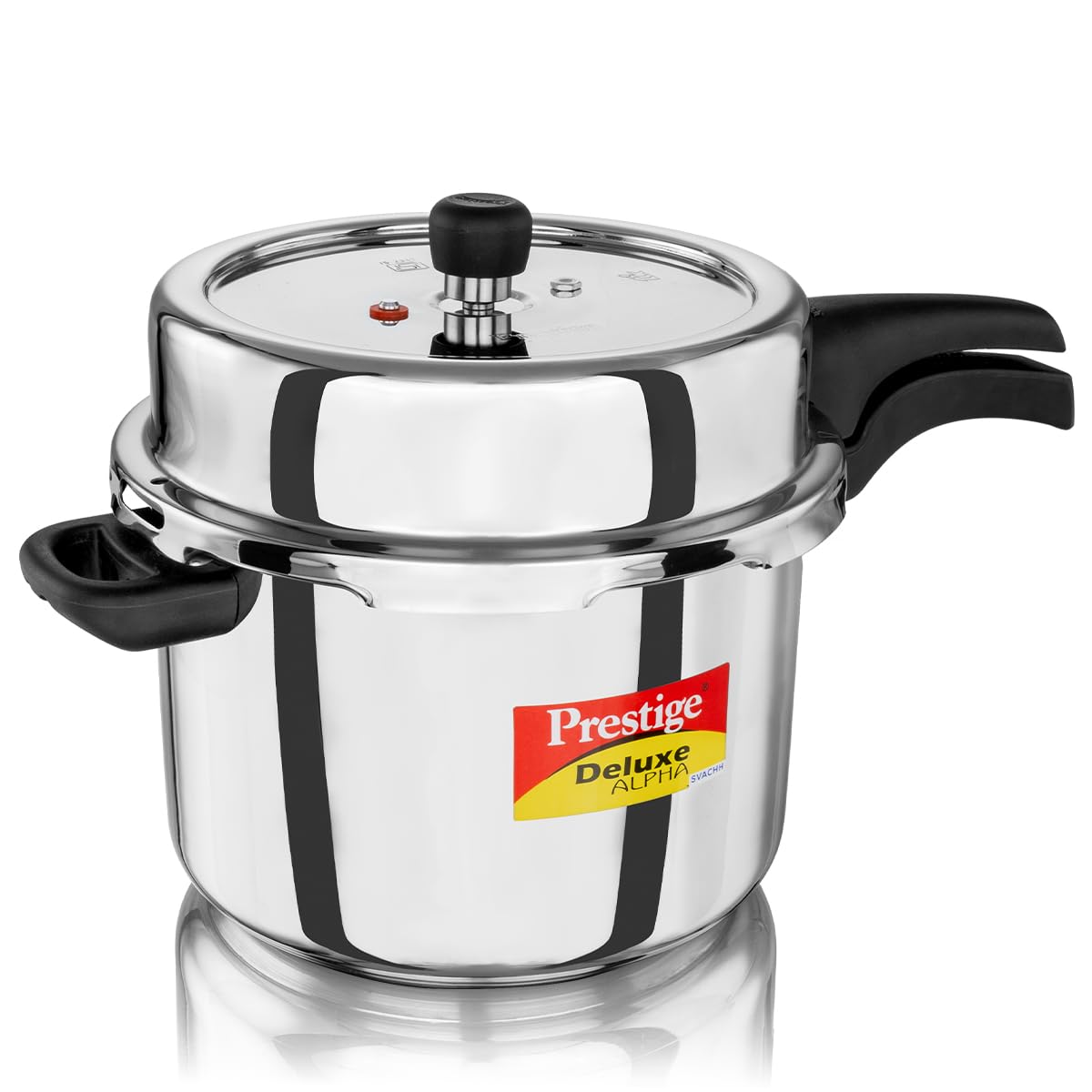 Prestige Deluxe Alpha Stainless Steel Pressure Cooker | 8 Litre | 10 Years Warranty | Large |