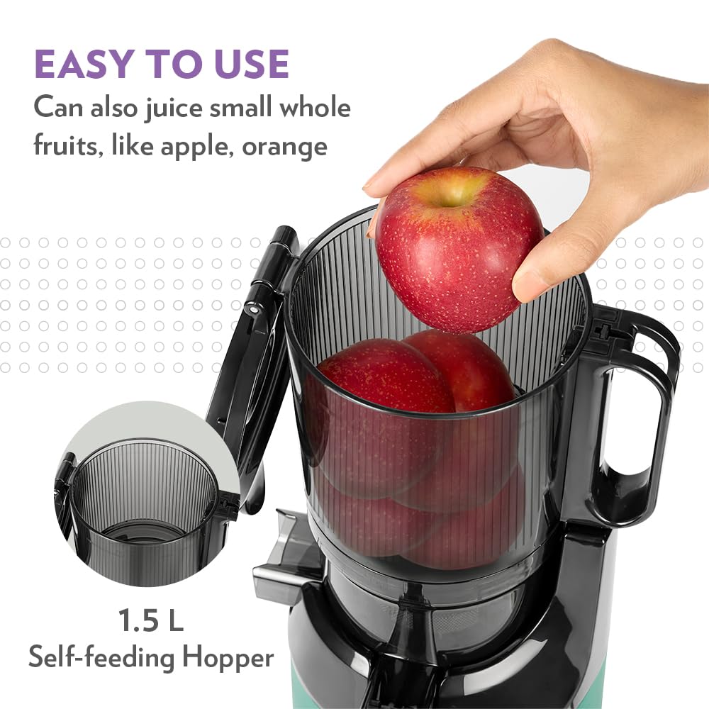 Borosil Vita Rich Cold Press Juicer | Green | 250W | Low Noise Motor |