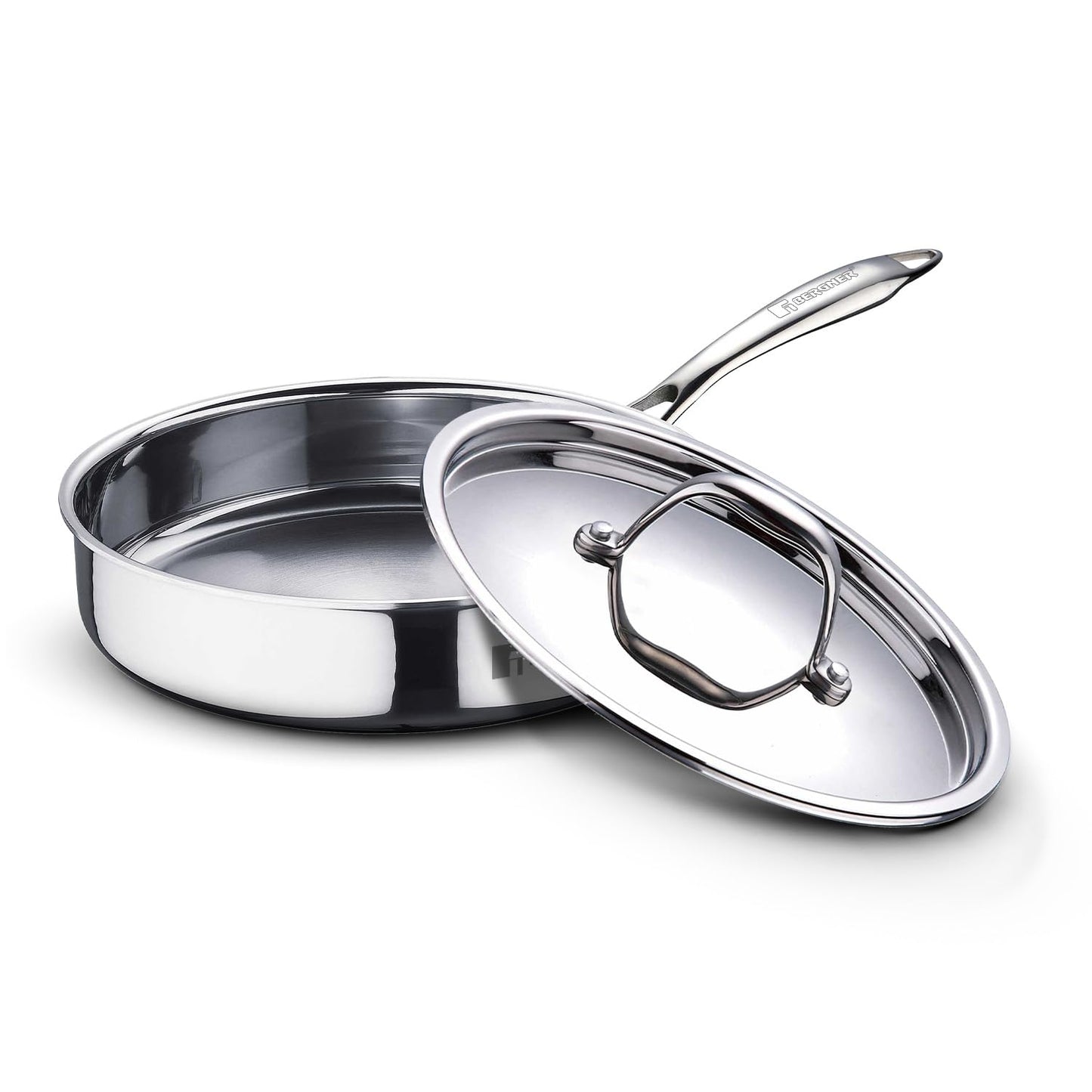 BERGNER Argent TriPly Stainless Steel | Sautepan with Stainless Steel Lid | Stay Cool Cast Handle |