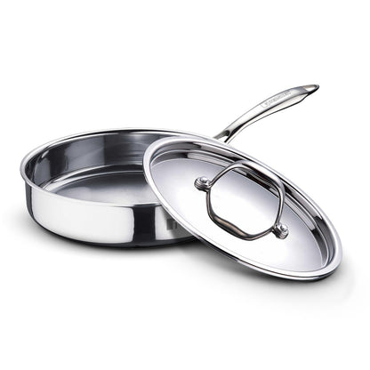 BERGNER Argent TriPly Stainless Steel | Sautepan with Stainless Steel Lid | Stay Cool Cast Handle |