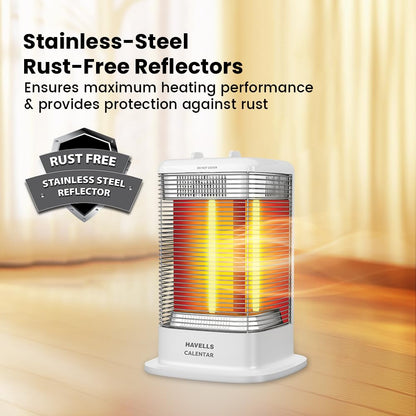 Havells Calenter | 1050 Watt | Room Heater | 3 Carbon Heating Tube | 3 Heat Setting