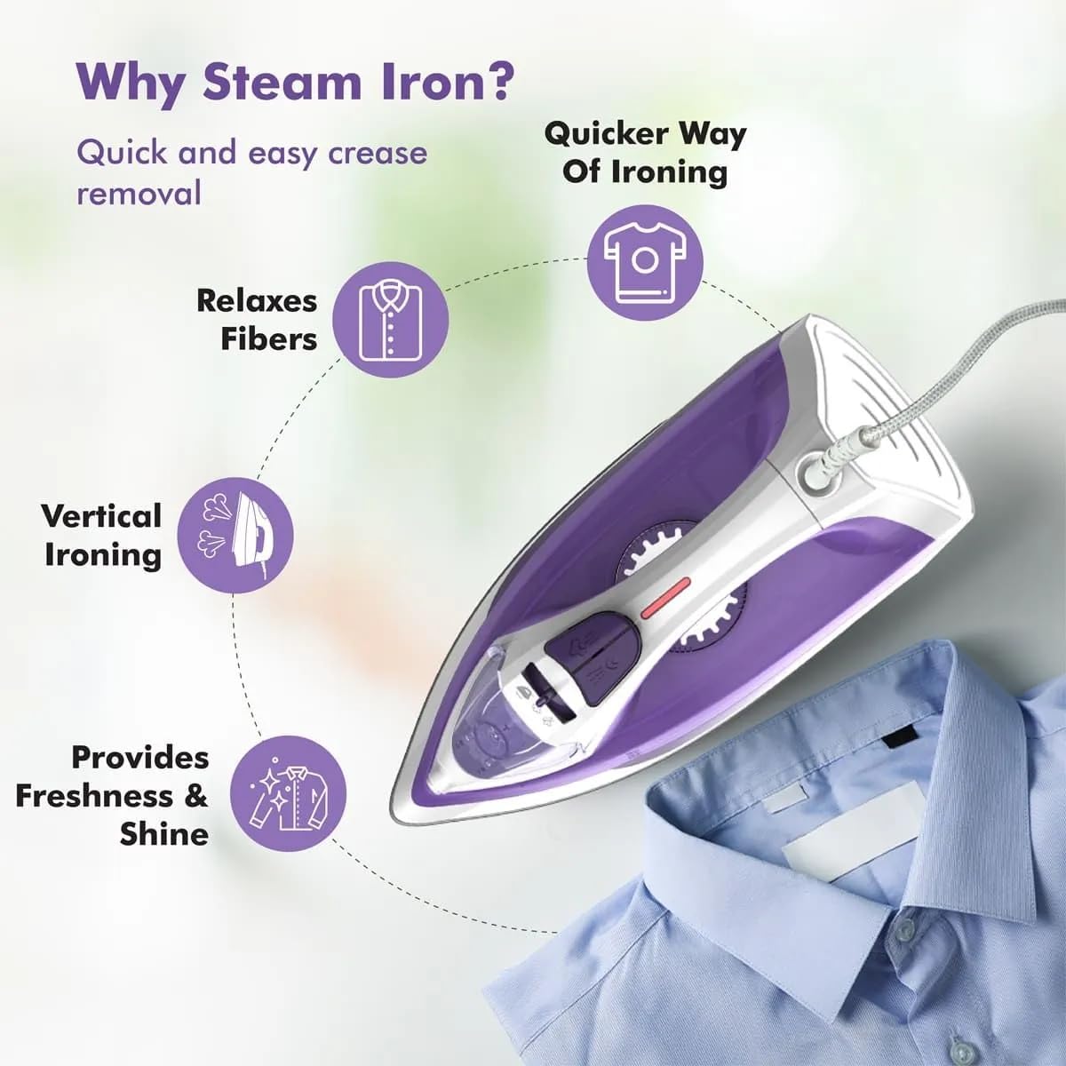 Havells STELLA | 2000 W | Steam Iron | Anti Drip | Self-Cleaning | Anti Scalc Technology |