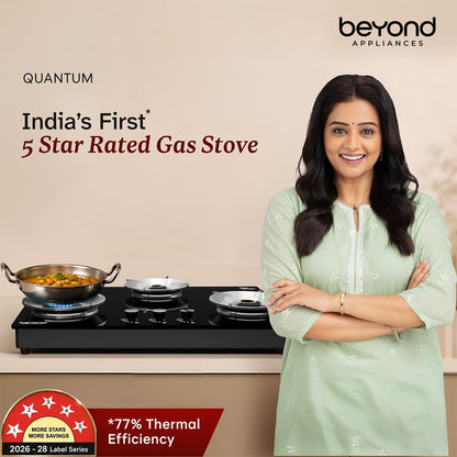 Beyond Appliances Quantum Manual Ignition Gas Saver Stove | 5-Star Energy Rated | LPG & PNG Compatible with 10-Year Warranty |