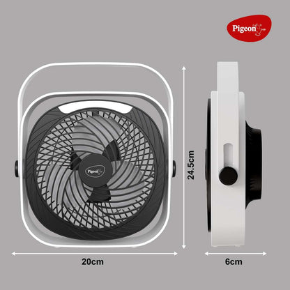 Pigeon Aura Portable Mini Fan | Rechargeable Battery | USB Charging | 360° Rotation |