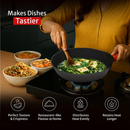 Pigeon Imperi Cast Iron Fry Pan |  Pre-Seasoned | Naturally Non-stick | 100% Healthy & Toxin-Free |
