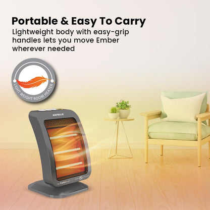 Havells Ember | 1200 Watt | Room Heater | 3 Quartz Heating Tube | 3 Heat Setting |