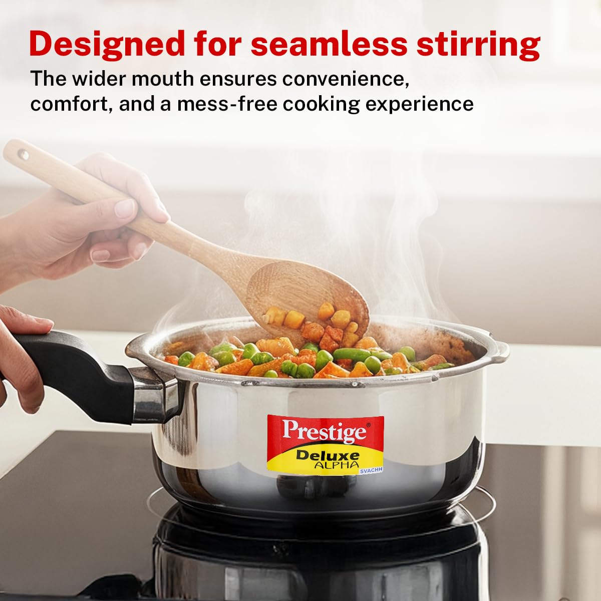 Prestige Deluxe Alpha Stainless Steel Pressure Cooker | 2 Litre | 10 years Warranty | Outer Lid |