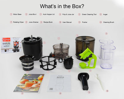 Kuvings Auto 10 | Black Cold Press Juicer | Ultimate Hands-Free Whole Slow Juicer