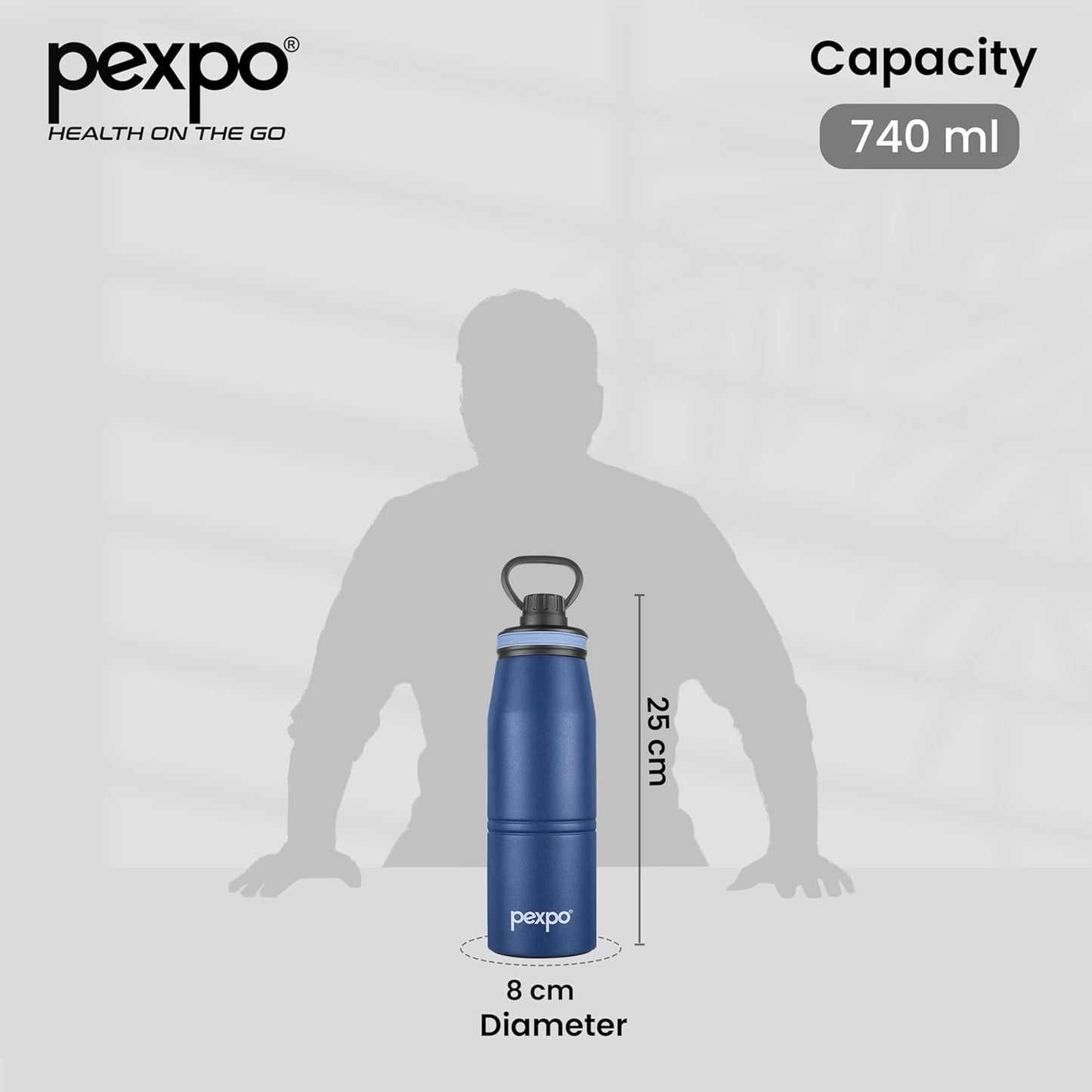 Pexpo Altros Stainless Steel Hot & Cold Vacuum Insulated Flask | 800ml | Blue |