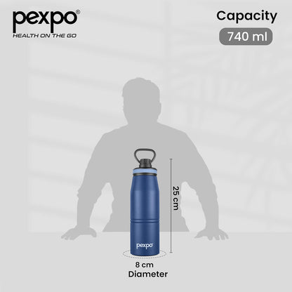 Pexpo Altros Stainless Steel Hot & Cold Vacuum Insulated Flask | 800ml | Blue |