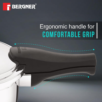 Bergner Trimax Stainless Steel Pressure Cooker | 3 Litre | Easy Locking |