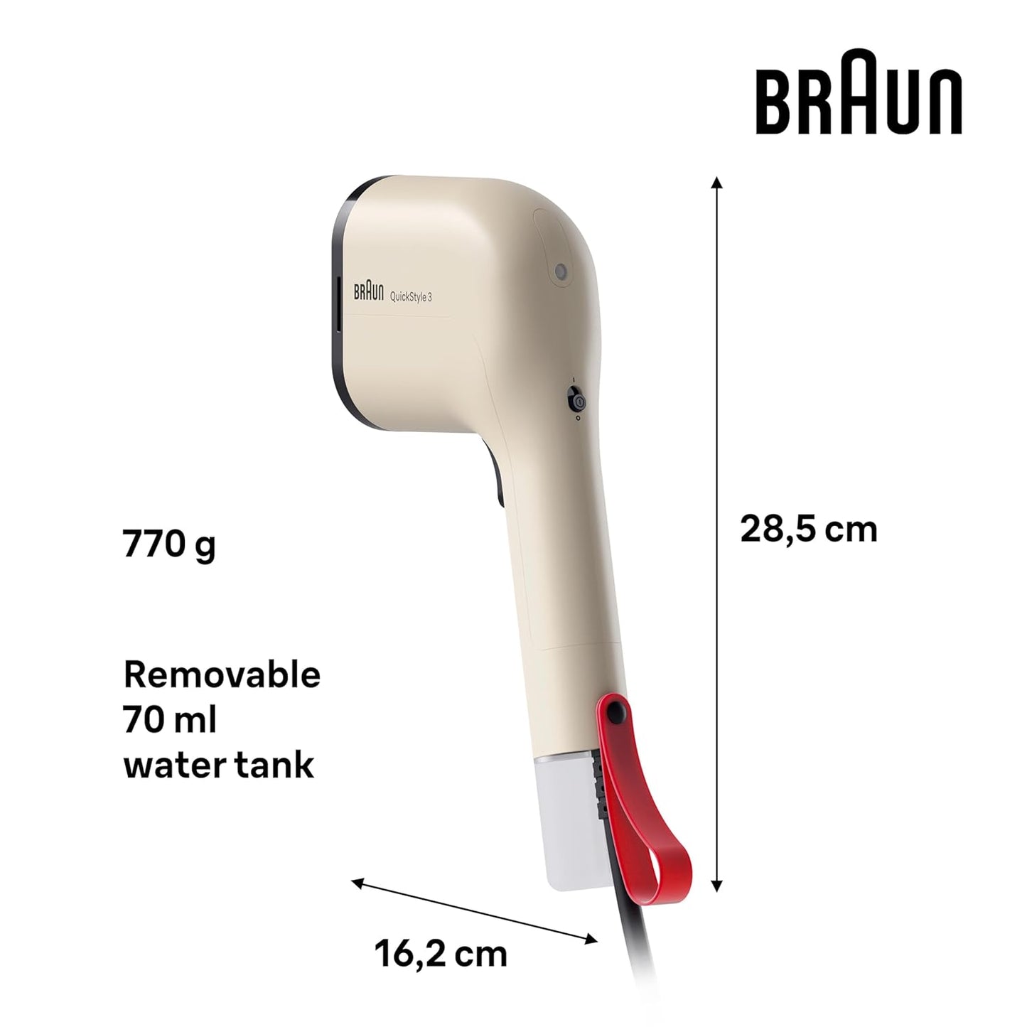 Braun Quickstyle 3 Garment Steamer | 1100W | Beige |