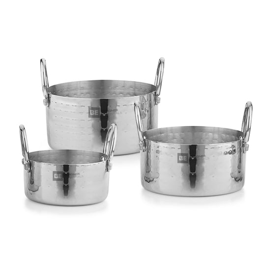 Bergner BE Bergner Essentials Stainless Steel Mini Hammered | 3 Pcs Serving Set | 5 Year Warranty |