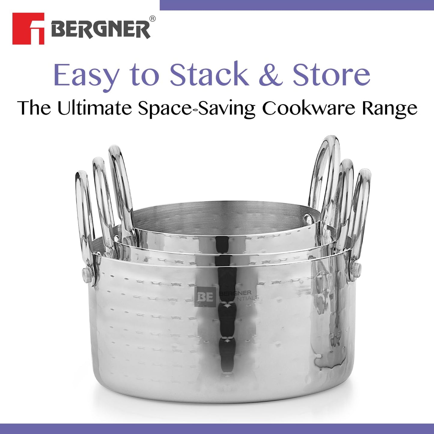 Bergner BE Bergner Essentials Stainless Steel Mini Hammered | 3 Pcs Serving Set | 5 Year Warranty |