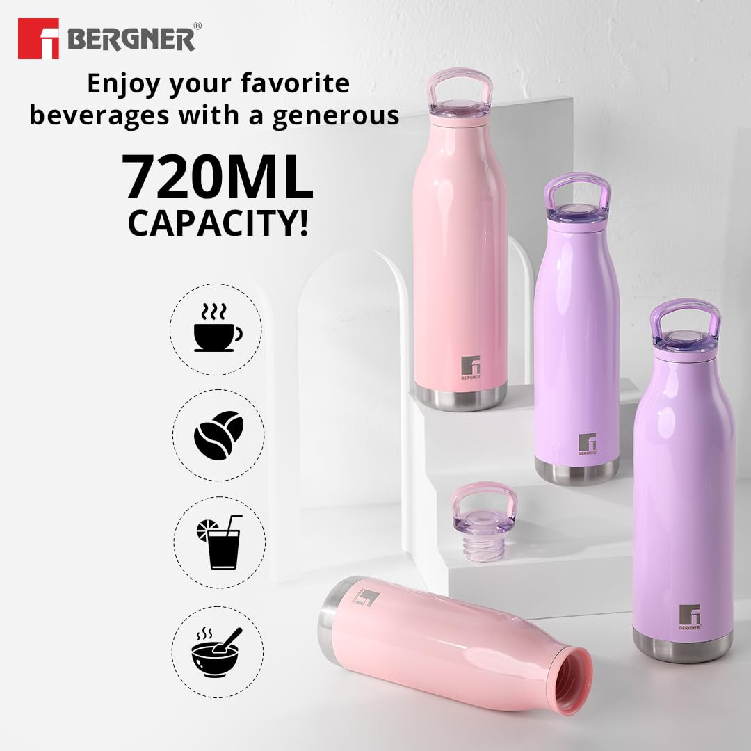Bergner Walking Thermo Steel Bottle/Flask | 750 ml | Purple |