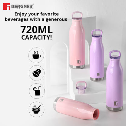 Bergner Walking Thermo Steel Bottle/Flask | 750 ml | Purple |