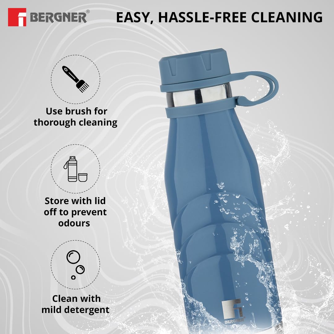 Bergner Walking Thermo Steel Bottle | Blue | Leak Proof | 500ml |