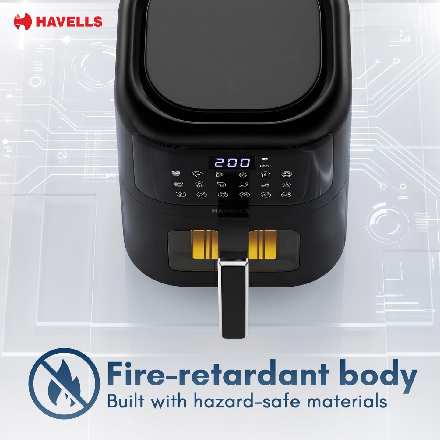 Havells Prolife Vista Digital | Air Fryer 4.2 Ltr | 1350 Watts | See Through Window |