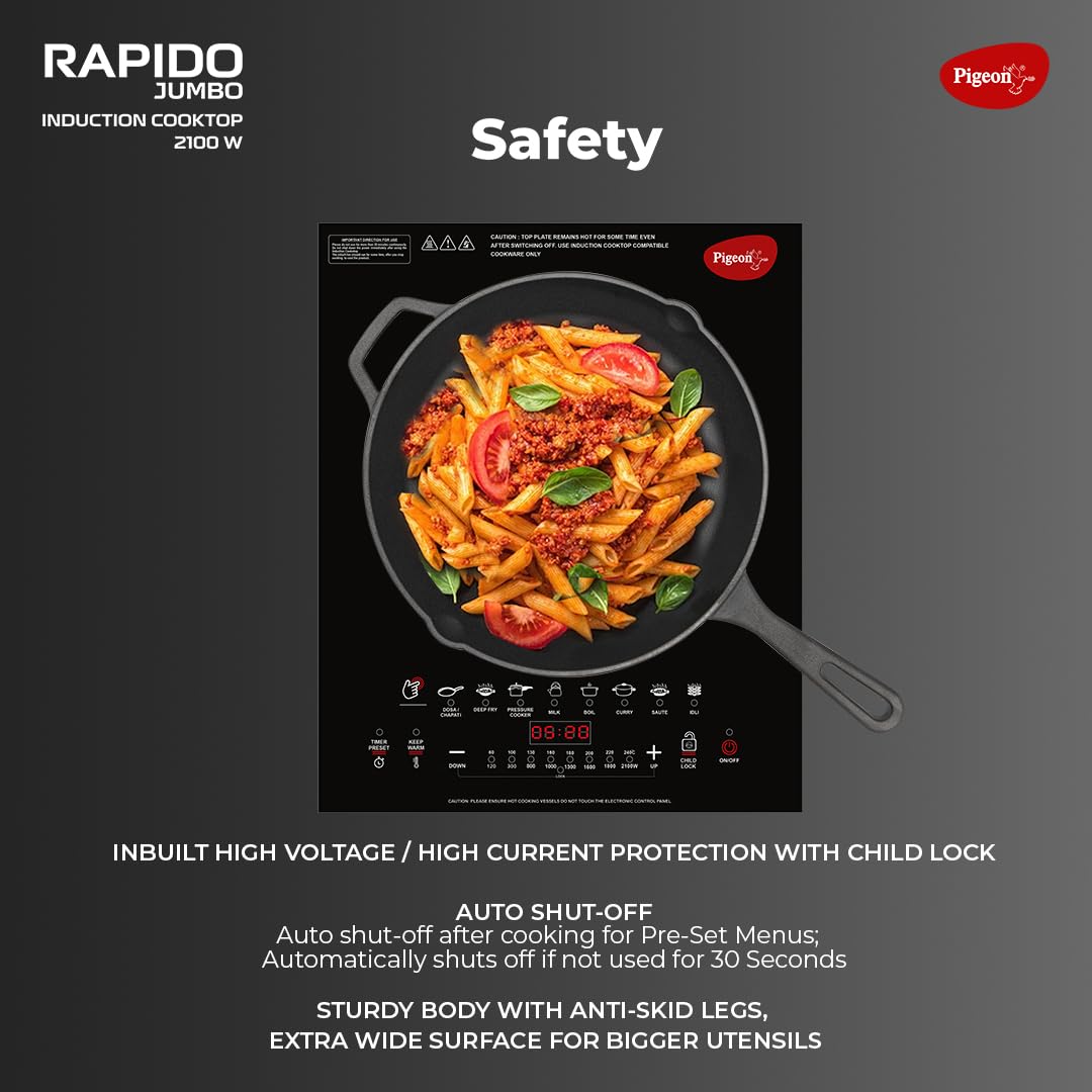 Pigeon Rapido Jumbo | 2100 W | Crystal Glass Plate | No LPG |
