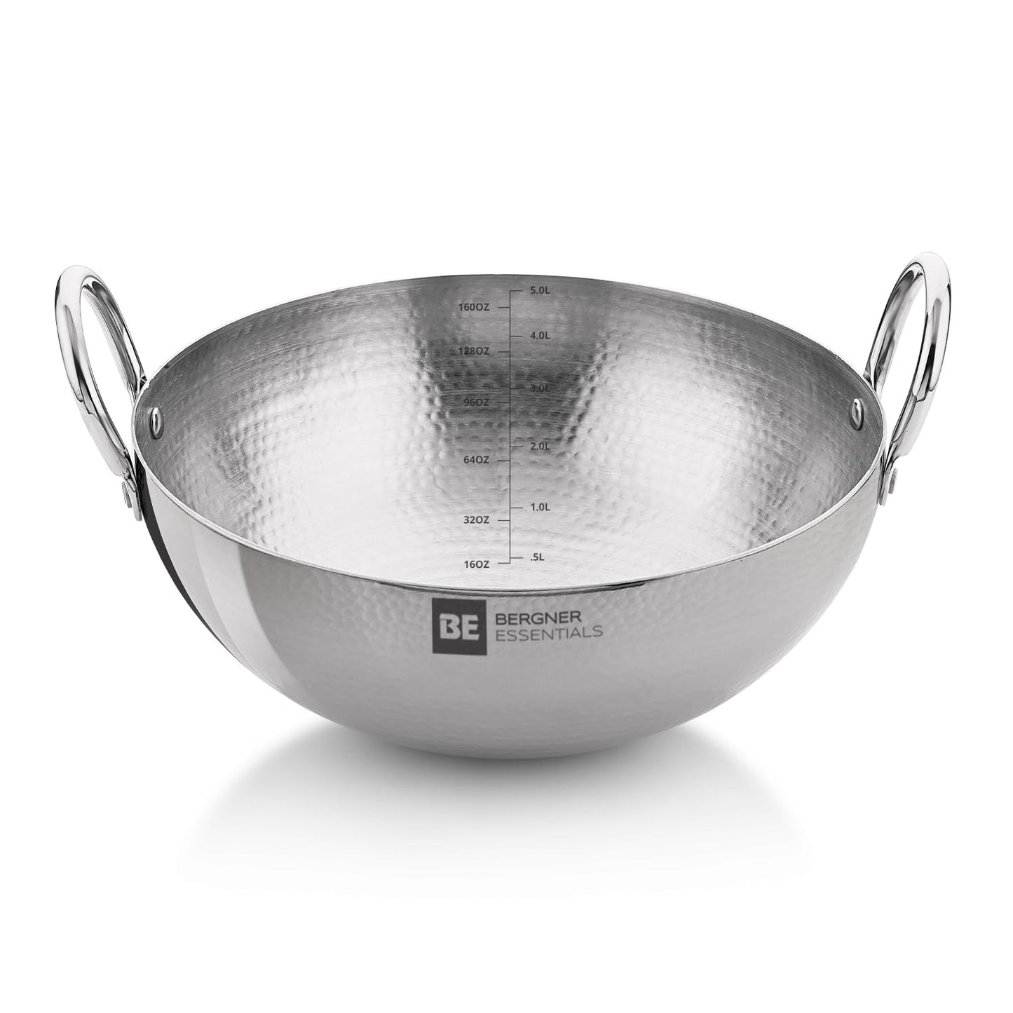 Bergner Essentials Hammered Kadai | Food Safe | Sturdy & Durable | Easy to Clean |