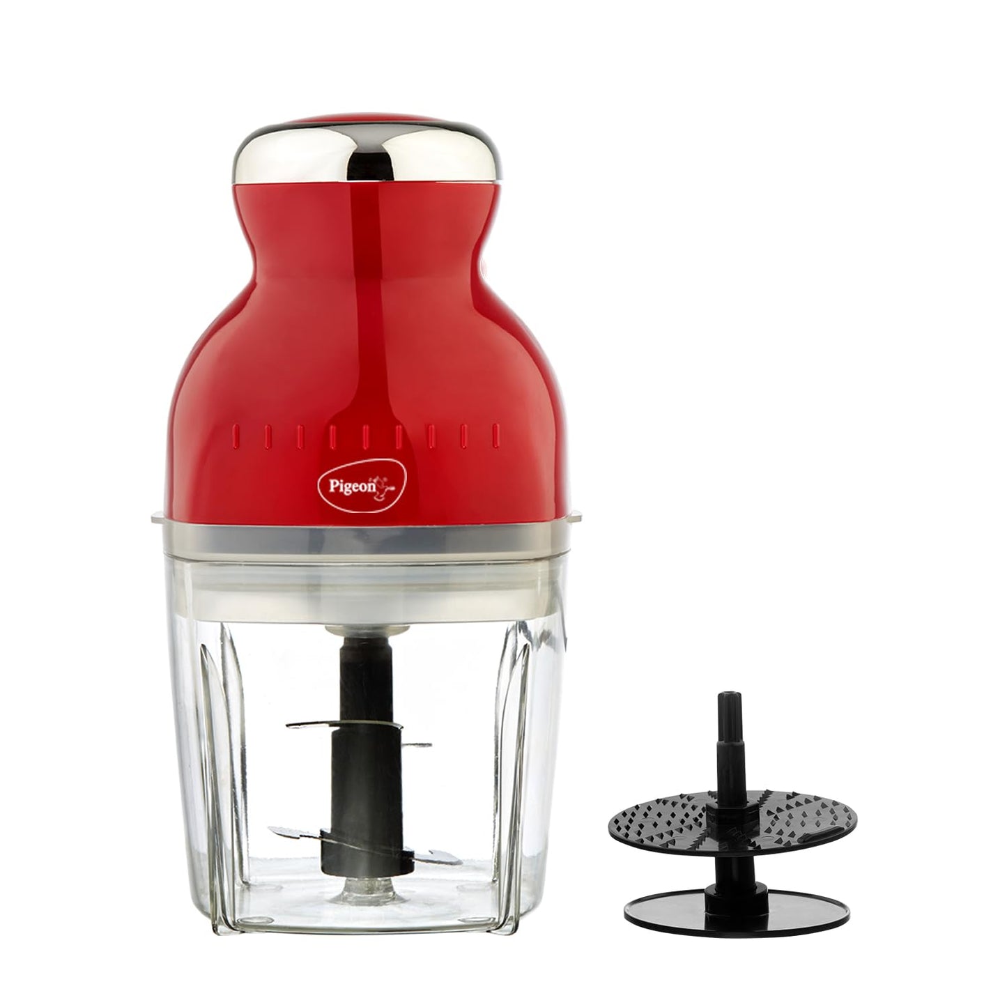 Pigeon Rapid Electric Chopper | Portable with 3 Stainless Steel Blades | Maroon | 300 Watts |