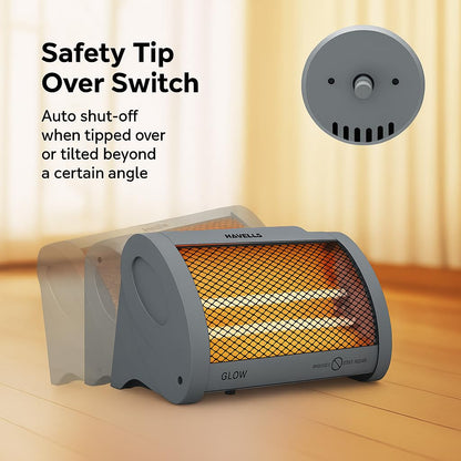 Havells GLOW | Room Heater| Dual Heat | Dual Quartz Heating Rods | Silent Operation |