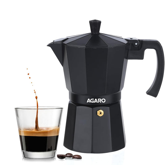 AGARO Classic Moka Pot, Espresso Coffee Maker | 240 ml | Black |